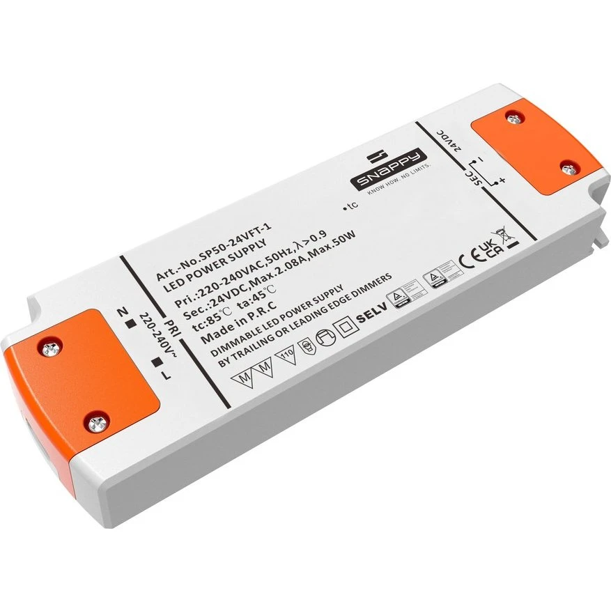 Snappy 50W 24V DC dæmpbar strømforsyning, IP20
