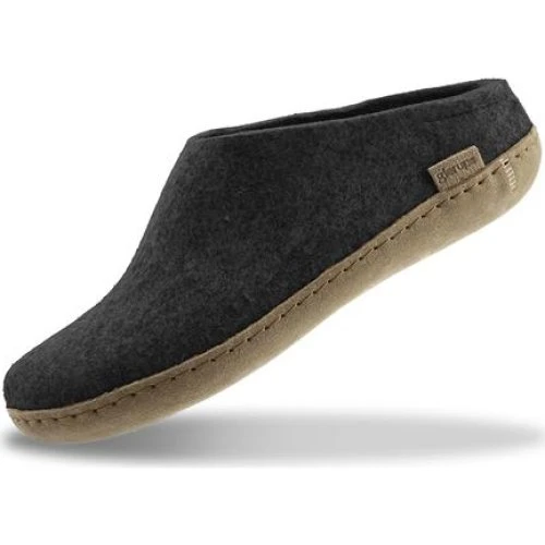 Glerups B-02 Uldtøffel med skindsål - Charcoal