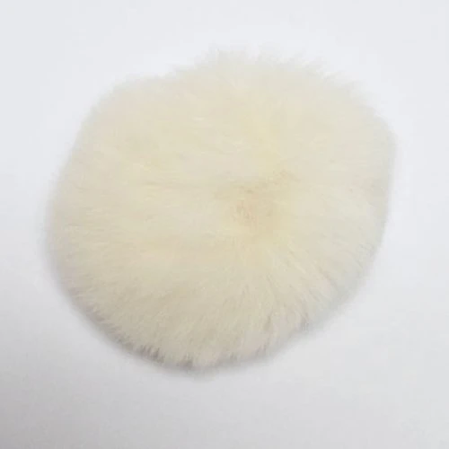 Pompon Ægte Kaninhår - Lys Beige 60 mm