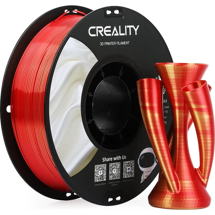 Creality CR-Silk PLA Filament Rød, 1,75mm, 1kg