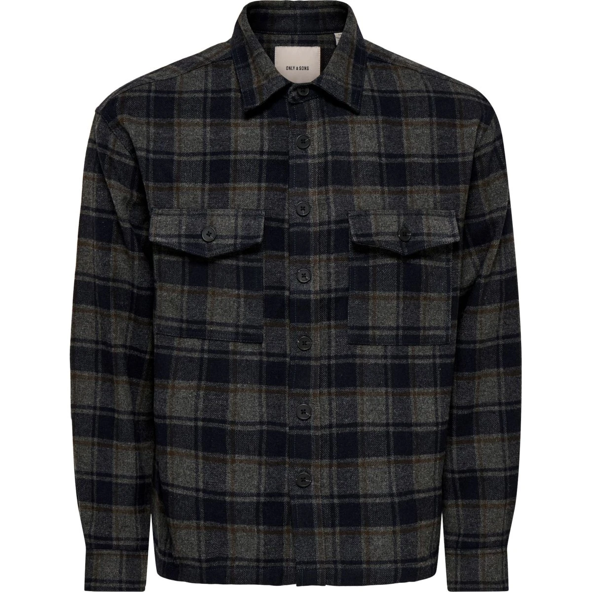 Only & Sons Eske Overshirt i blå/grå ternet design