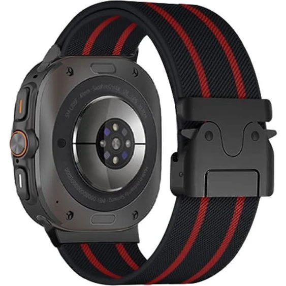KALEBOL Nylonrem til Samsung Galaxy Watch Ultra 47mm - Sort/Rød