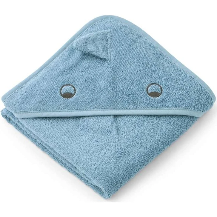 Liewood Albert Dino badehåndklæde med hætte - Beach Blue