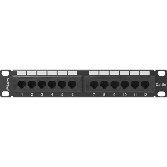 Lanberg PPU5-9012-B Patchpanel CAT 5e UTP 12x RJ-45 10" Sort