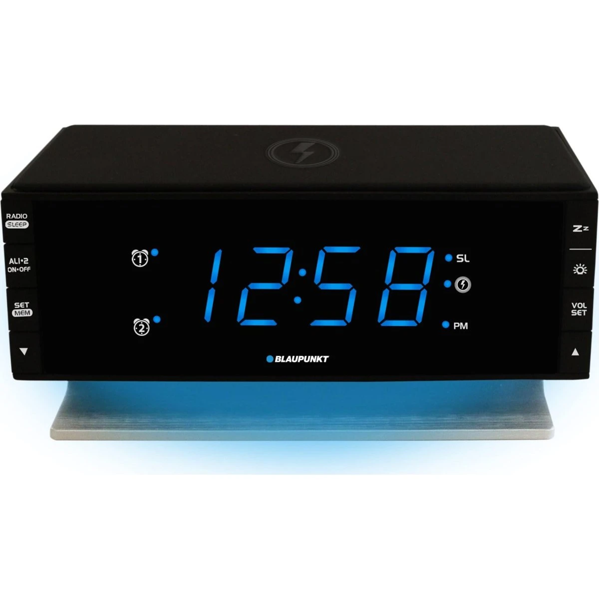 Blaupunkt CR55CHARGE Radiovækkeur med trådløs opladning - Sort
