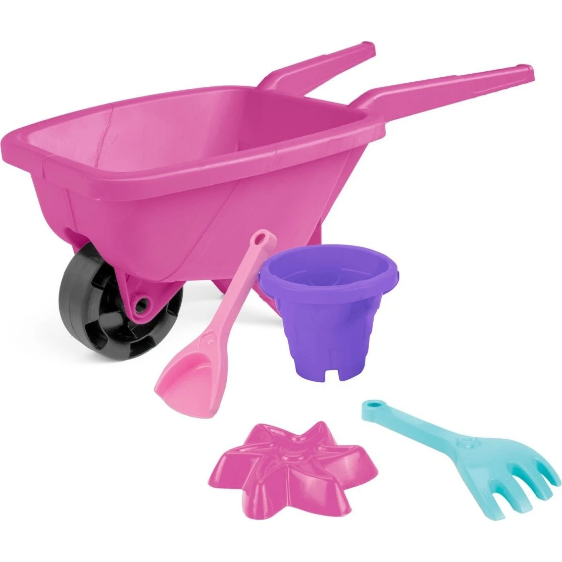Wader 74515 Pink trillebørsandsæt med spand, skovl og rive