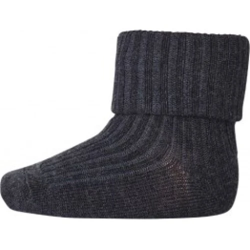 MP Baby Ankelstrømper i Merino Uld - Dark Grey Melange 17/18