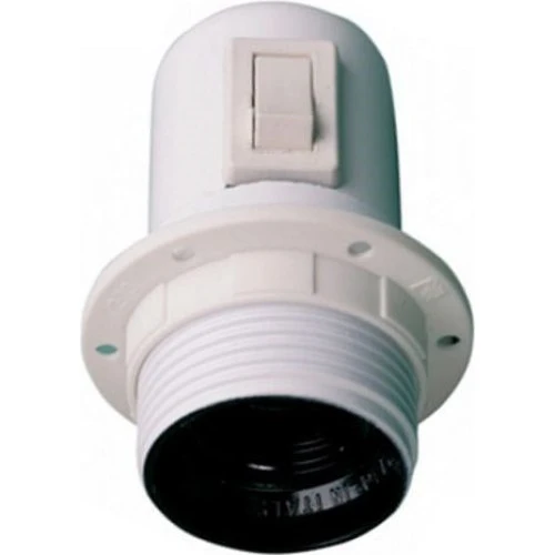 Kronefatning m/afbryder E27 inkl. ring, hvid