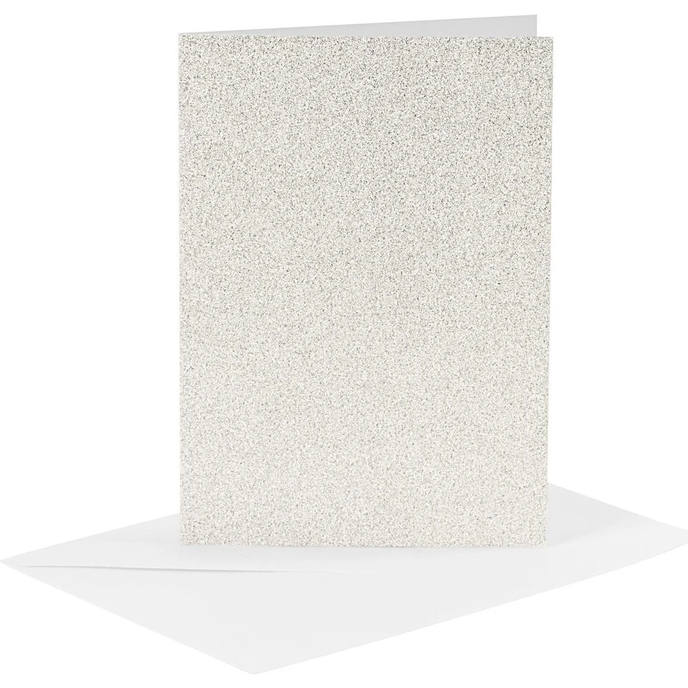 Creativ Company Glitter Hvid Kort og Kuverter, 4 stk.