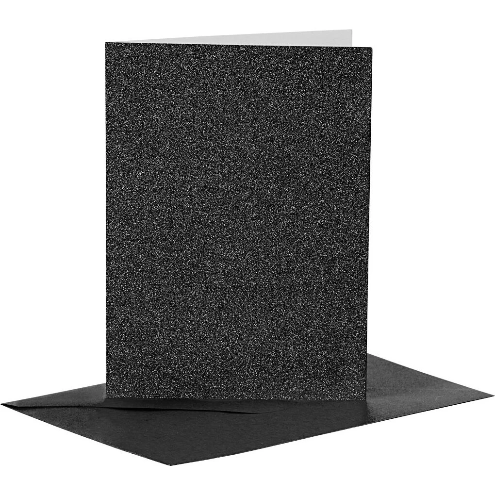 Creativ Company Glitter Sort Kort og Kuverter 10,5x15cm - 4 stk.