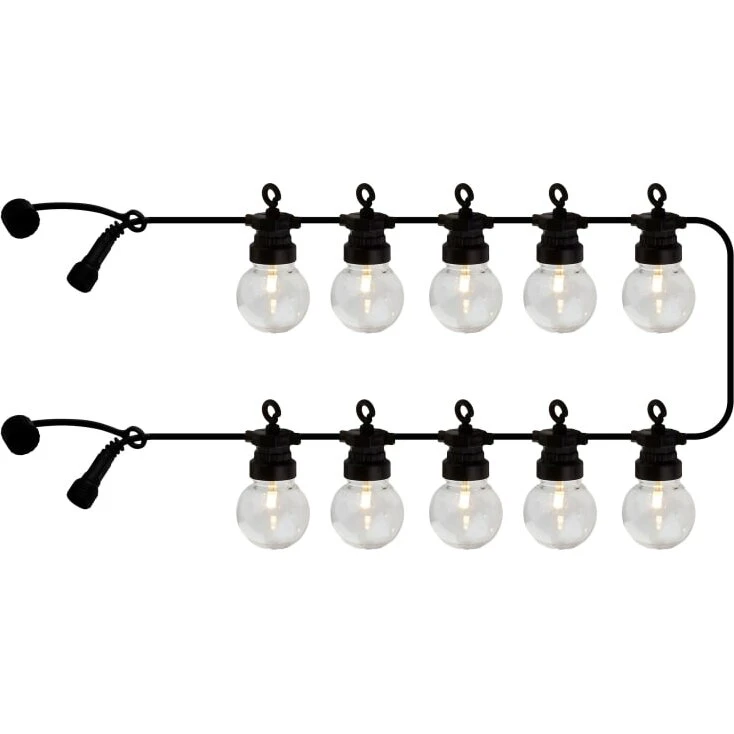 Sirius Lucas forlængersæt lyskæde 3 m, 10 LED klar/sort