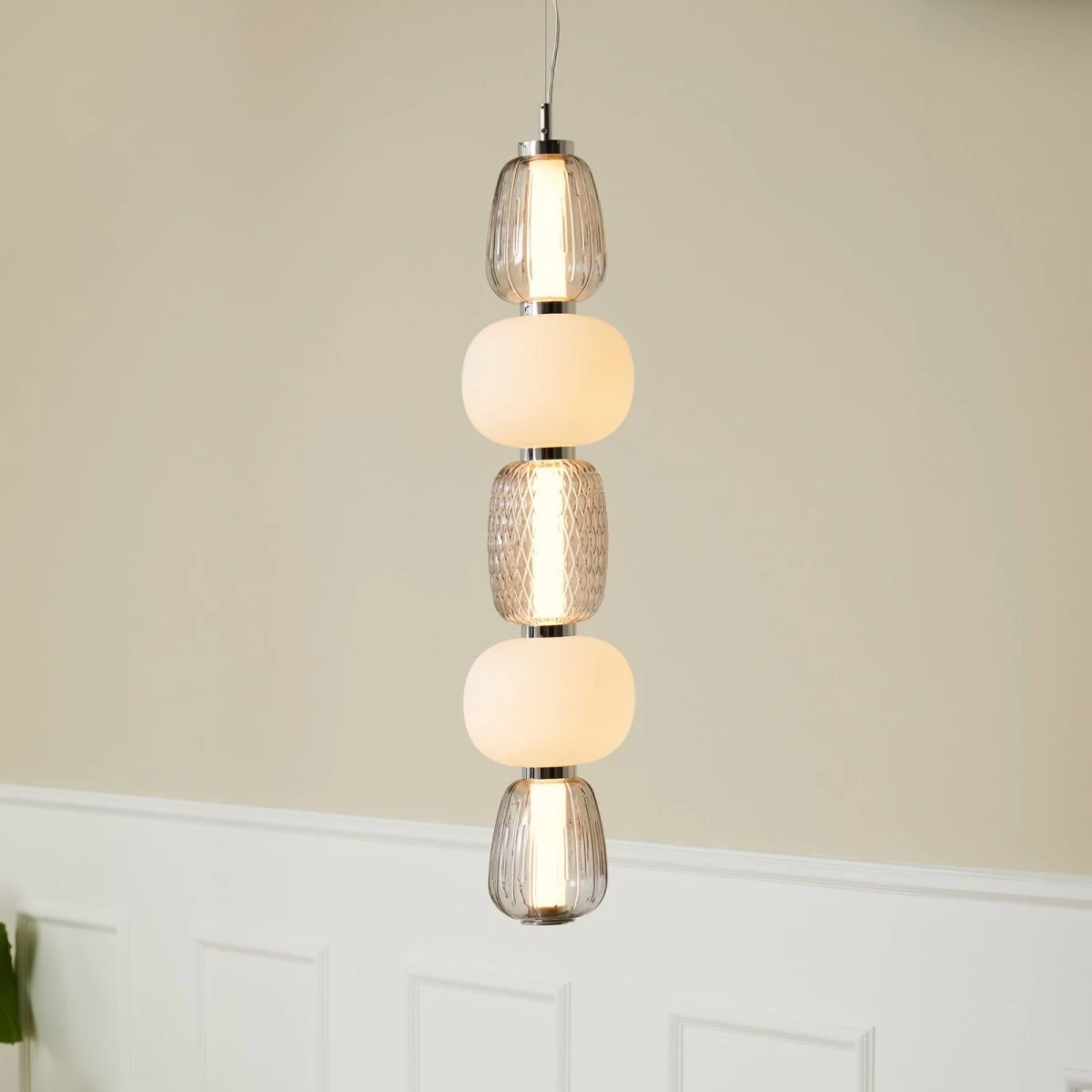 Loom Design Pearl 5 Pendellampe - Grey/Opal/Chrome