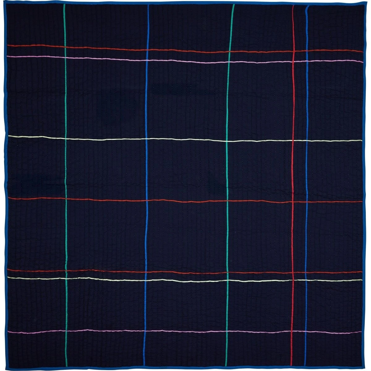 Hübsch Sen Sengetæppe 260x260 cm - Mørkeblå