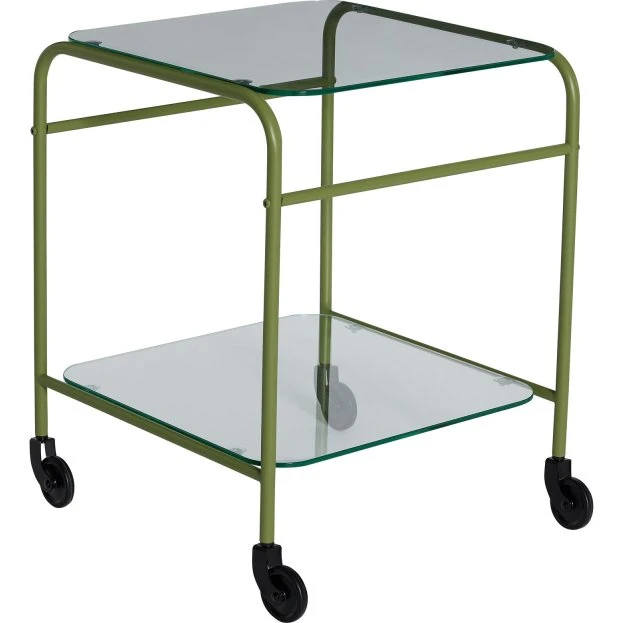 Zephyr Rullebord Grøn - Elegant Sidebord i Glas og Metal