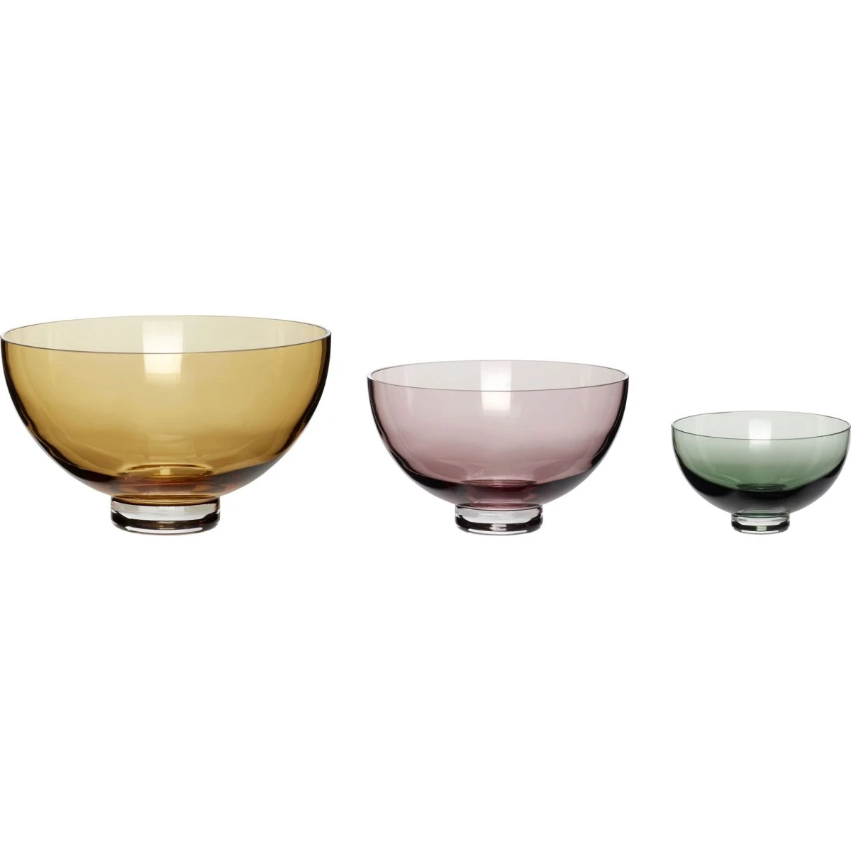 Hübsch Radiant Skåle Sæt af 3 - Beige, Rosa og Grøn