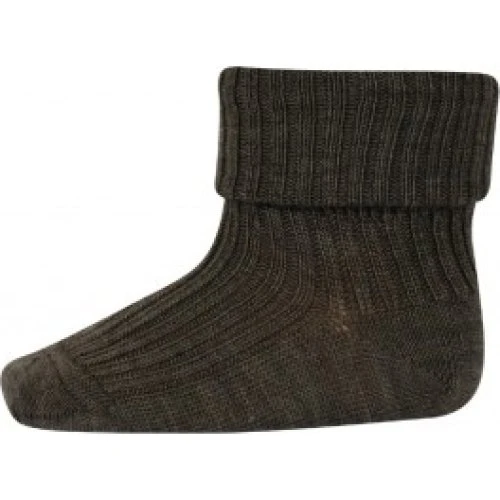 MP Baby Ankel Strømper i Merino Uld - Brown Melange 22/24