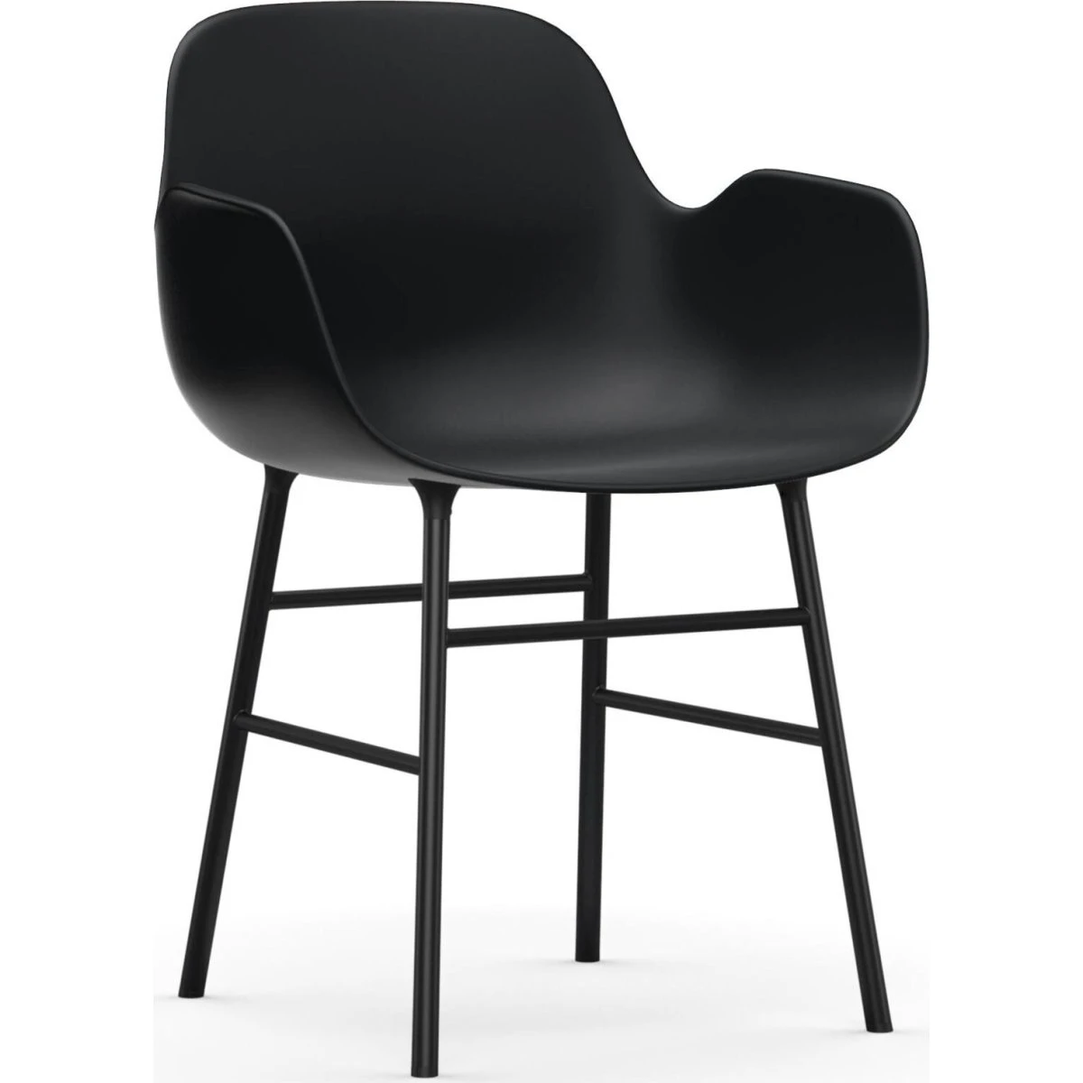Normann Copenhagen Form Spisebordsstol med Armlæn - Sort/Stål