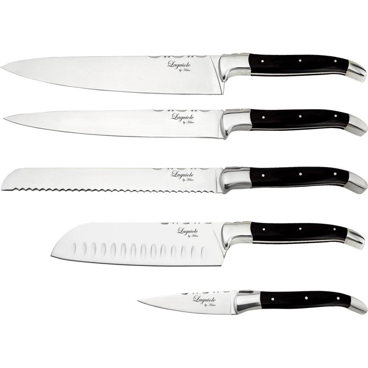 Laguiole by Haws Kokkens knivsæt 5 dele, Black Wood