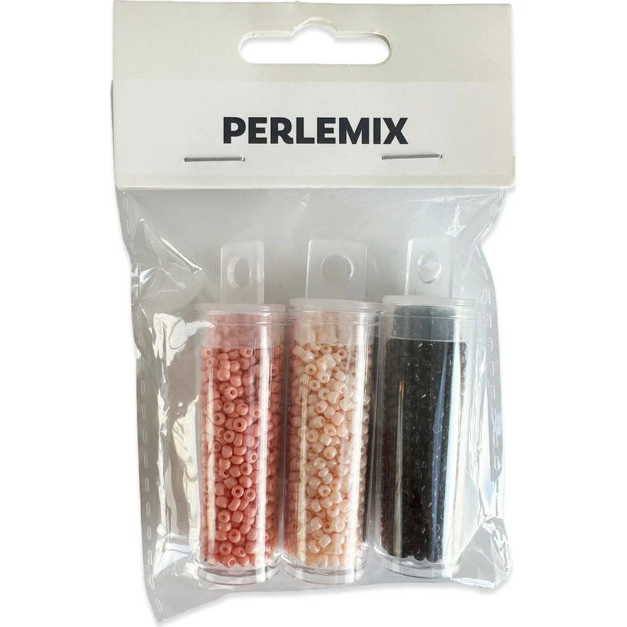 Perler i rør orange/fersken/sort - 3 assorterede rør