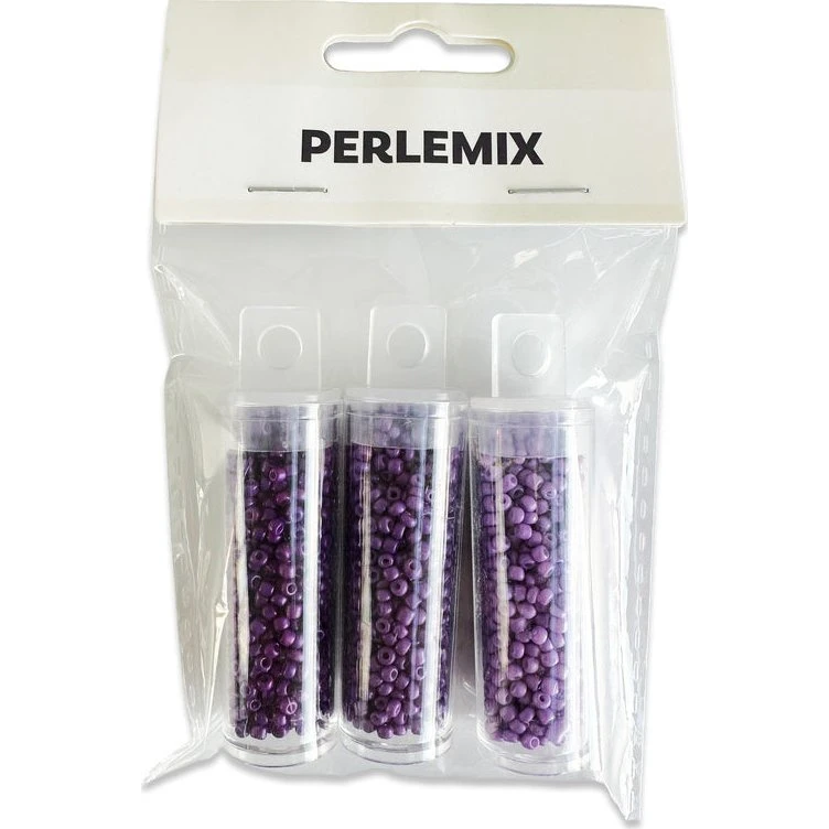 Perler i rør mørkelilla, lilla og lyslilla (3 assorterede rør)