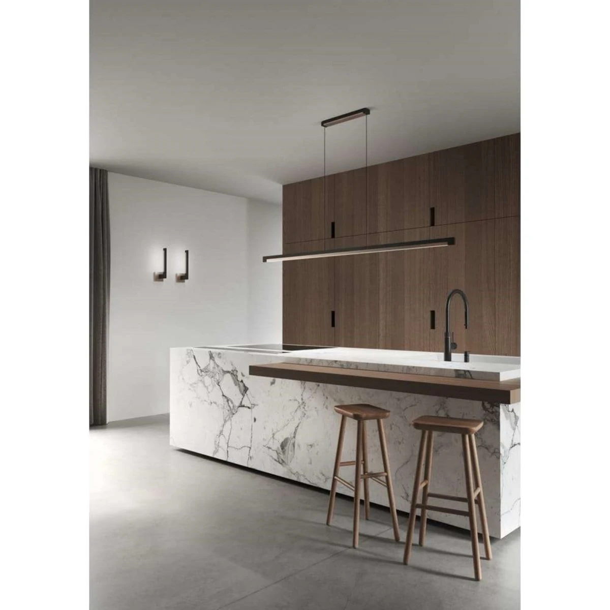 Light-Point Inlay W2 Linear væglampe sort/guld 16,9 cm