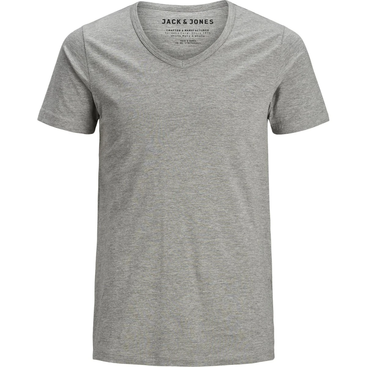 Jack & Jones V-hals T-shirt i grå melange - 2XL