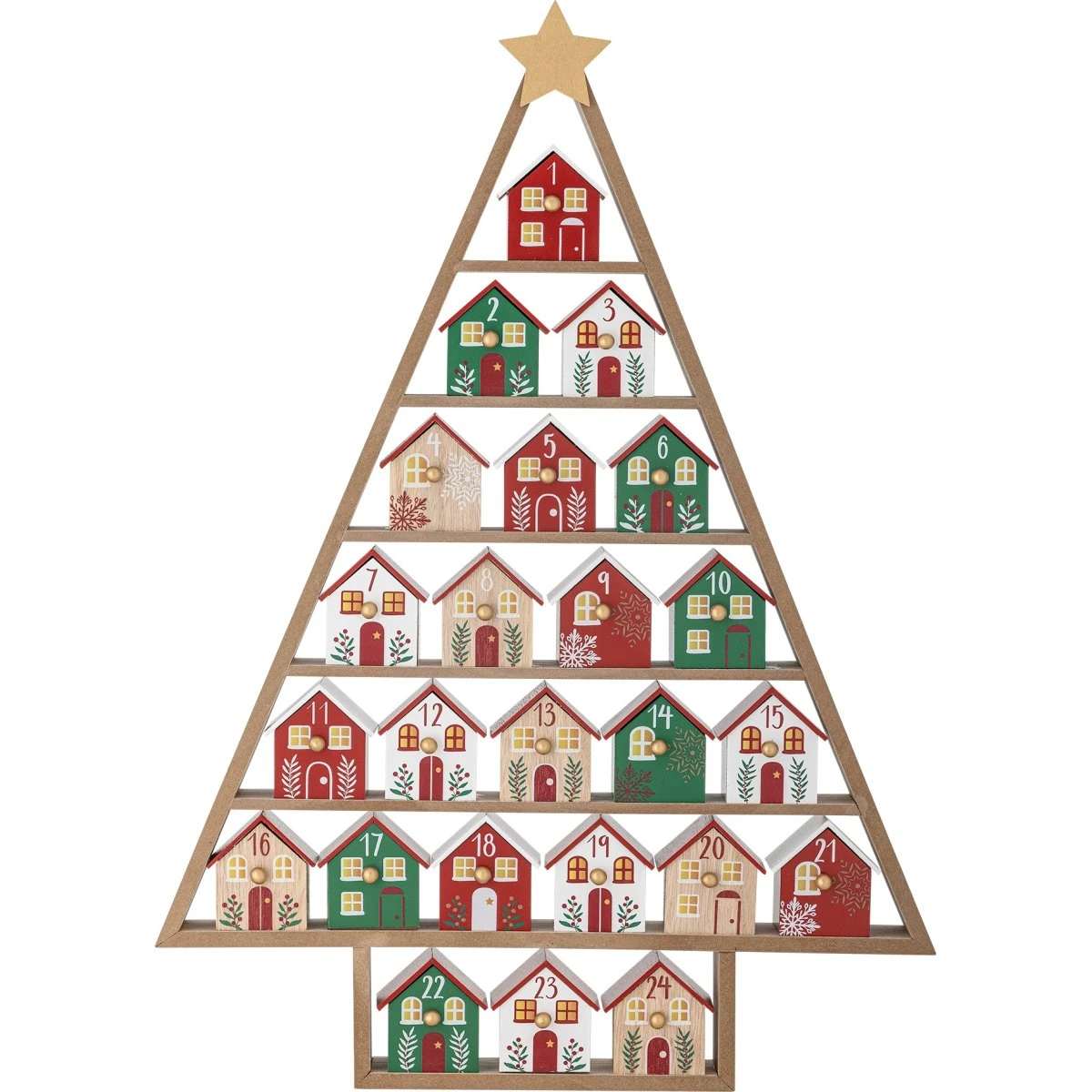 Bloomingville Calvin Julekalender i MDF - Multifarvet Trædesign