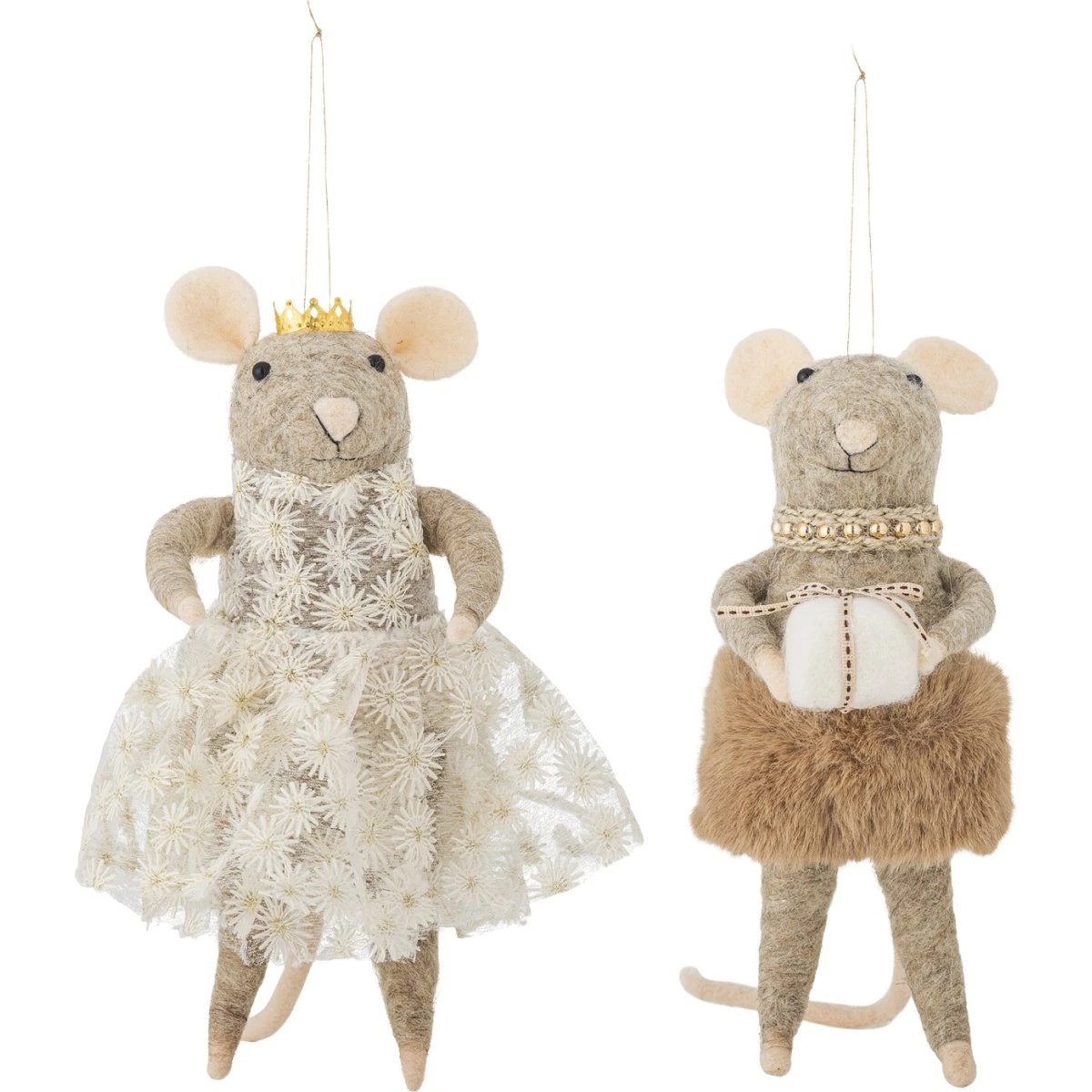Bloomingville Peo Ornament Julefigur Sæt - Brun Uld - 2 stk.