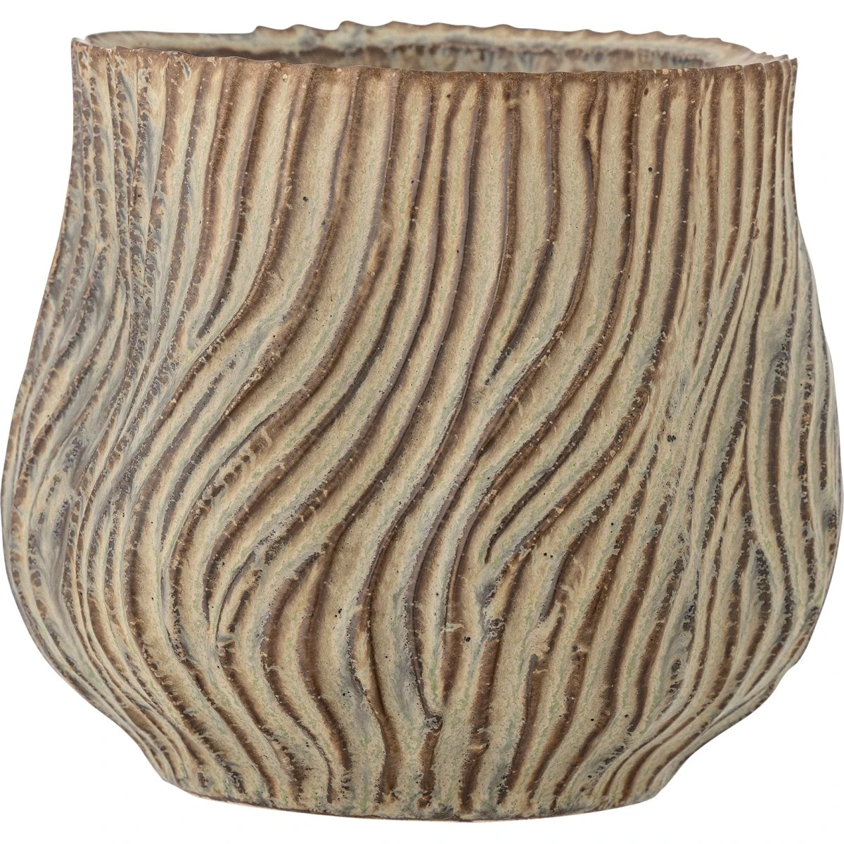 Bloomingville Dua Urtepotteskjuler, Brun, Stentøj - Ø19 x H17 cm