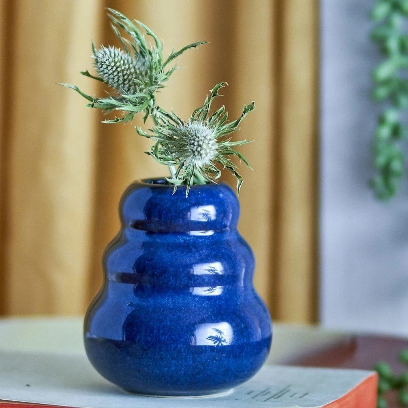 Bloomingville Faramir Vase - Blå Stentøj H: 9,5 cm