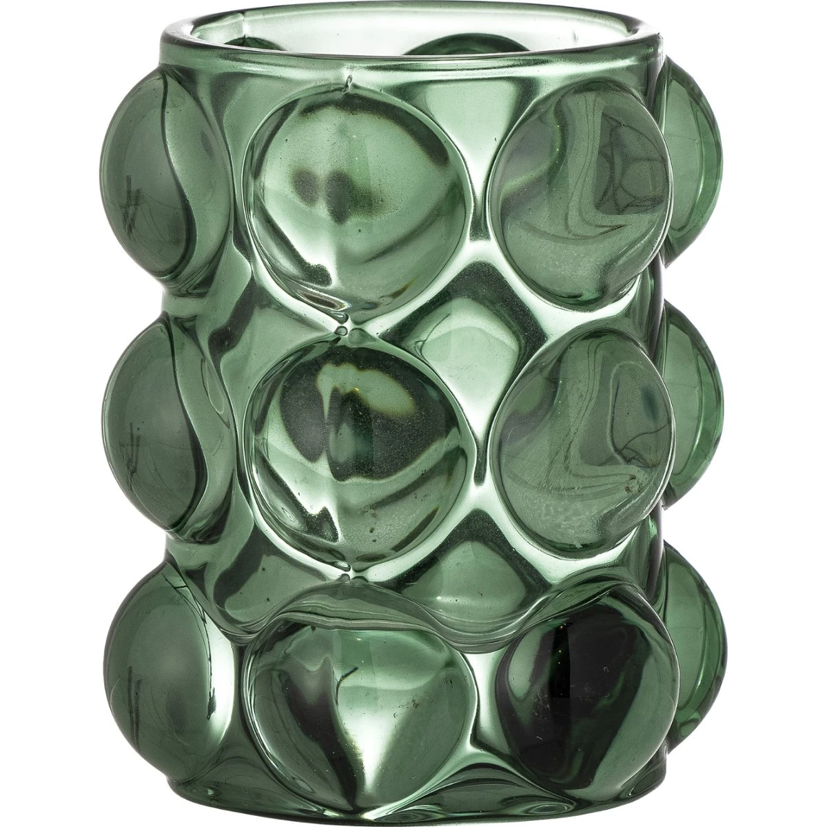Bloomingville Deni Fyrfadsstage i grønt glas, Ø8,5xH10 cm