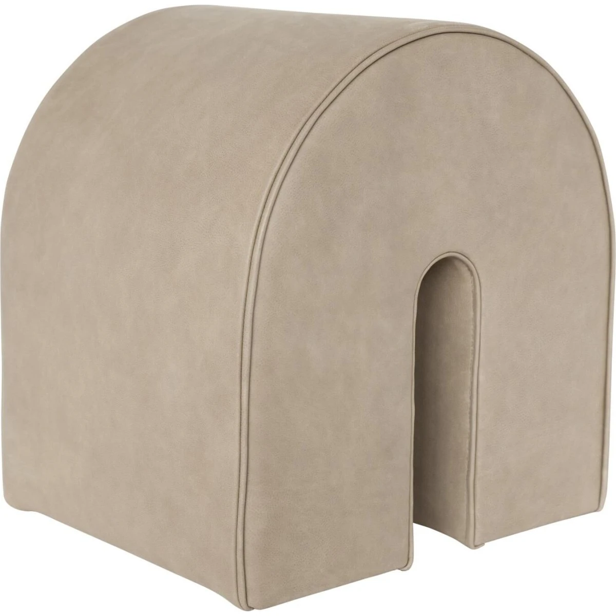 Kristina Dam Studio Curved Puf i Lyst Brunt Læder
