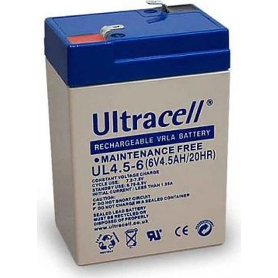 Ultracell 6V 4,5Ah Bly-syre Batteri - 47x101x70 mm