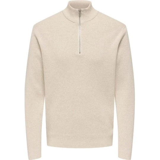 Only & Sons Onsting Half Zip Striktrøje i Økologisk Bomuld - Sort