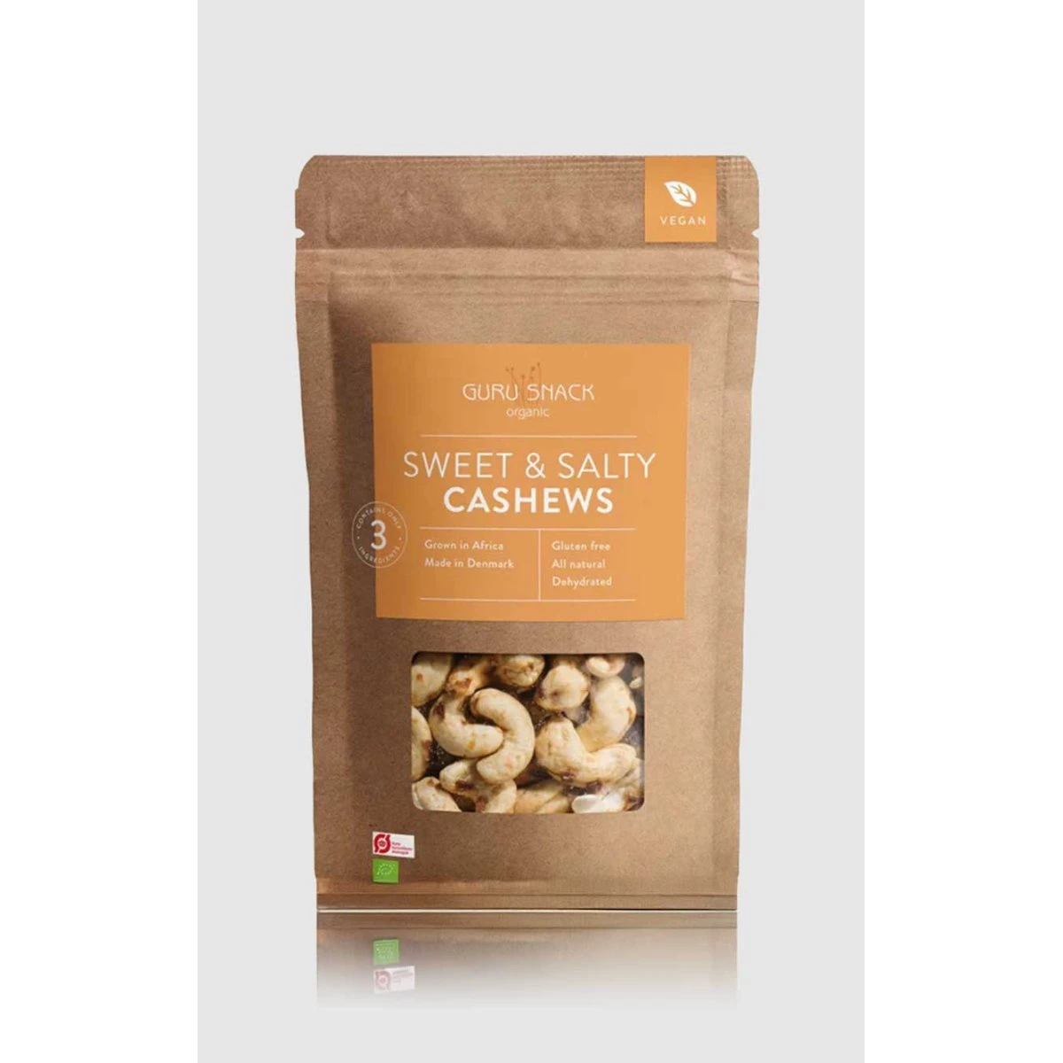 Guru Snack Økologiske Søde og Saltede Cashewnødder - 100g