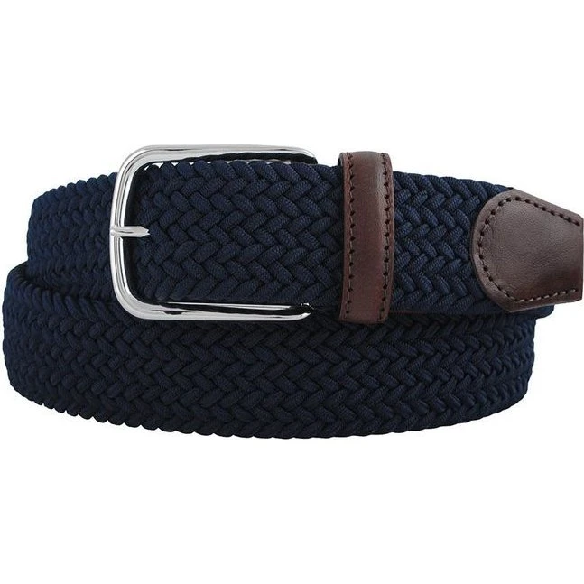 6910/35 Navy Ribbon Bælte i bomuldsmix og vegetabilsk læder