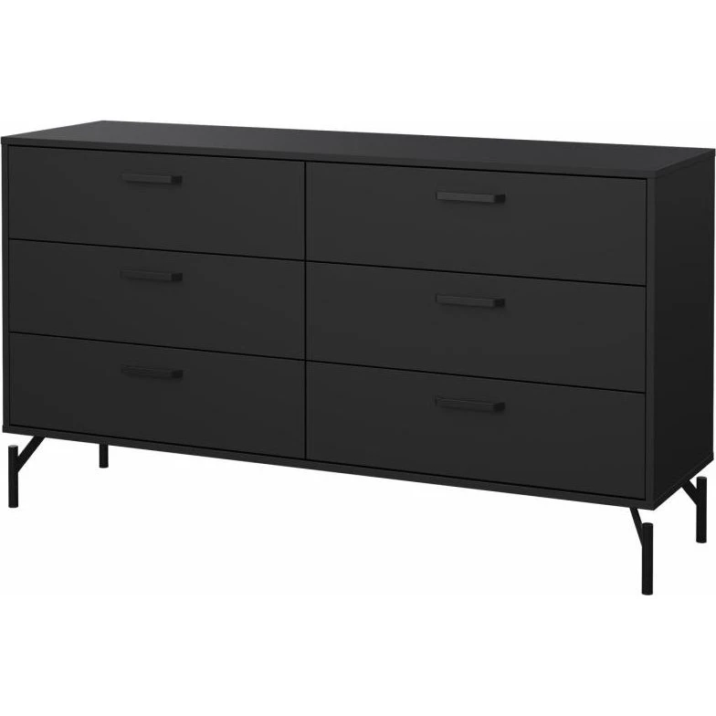 Tvilum Dana dobbeltkommode med 6 skuffer, mat sort, 138,7x39,8x76,6 cm