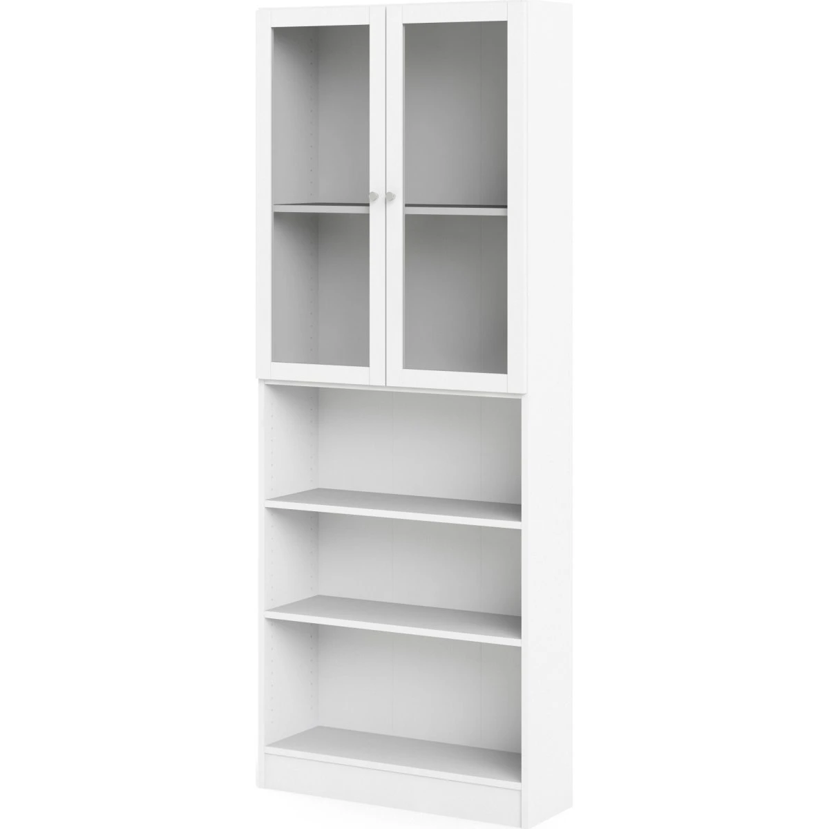 TVILUM Basic reol - hvid med glaslåger og 4 hylder (H203x79x28cm)