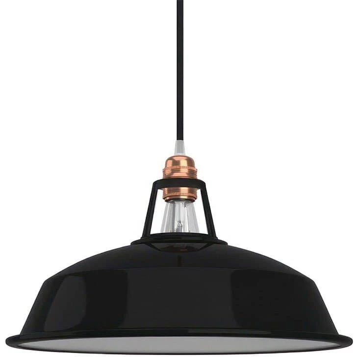 Creative Cables Harbour Emaljeret Metal Lampeskærm Ø38 cm, Sort