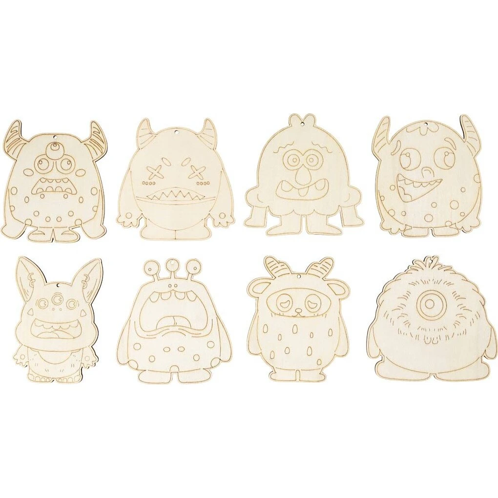 Creativ Company Træfigurer - Monstre 8 stk. - 12,4 cm