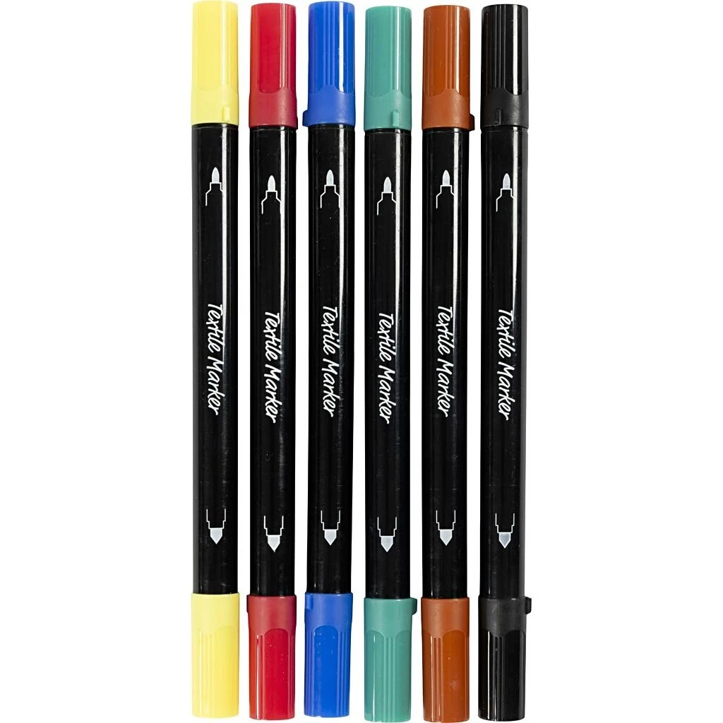 Creativ Company Tekstiltusch - 6 stk. - Standardfarver - 2,3+3,6 mm