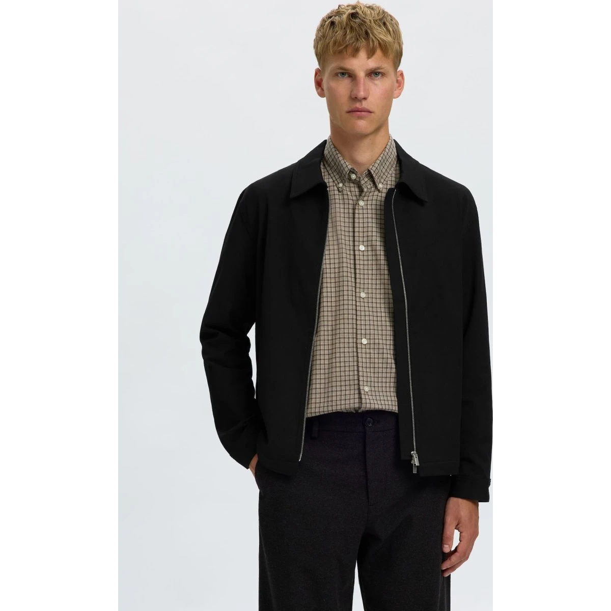 SELECTED Finn Zip Jacket Noos - Sort overgangsjakke