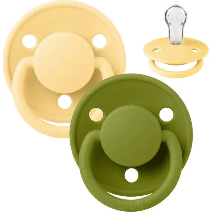 BIBS De Lux Sut - 2-pak Silikone - Pale Butter/Wasabi