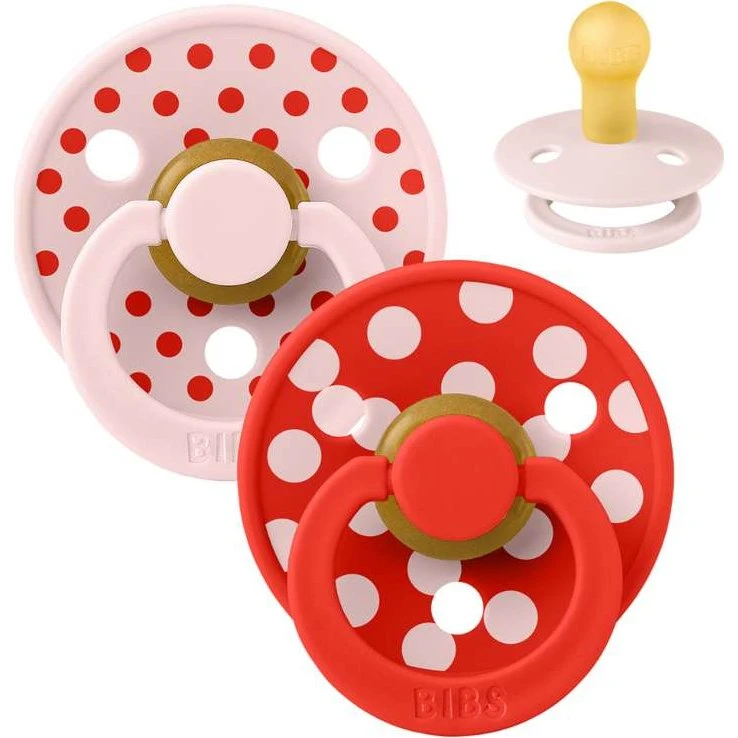 BIBS Studio Colour Polka Sut 2-pak - Str. 1 - Blossom/Candy Apple