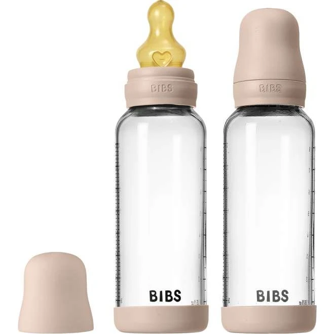 BIBS Sutteflaskesæt i glas, 2-pak, Blush, 240ml