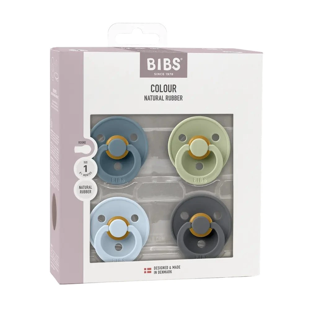 BIBS Colour Sut 4-pak Latex str. 1 - Petrol, Sage, Baby Blue, Iron
