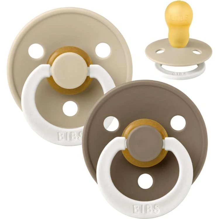 BIBS Rund Colour Sut 2-pak - Str. 3 - Vanilla/Dark Oak Glow