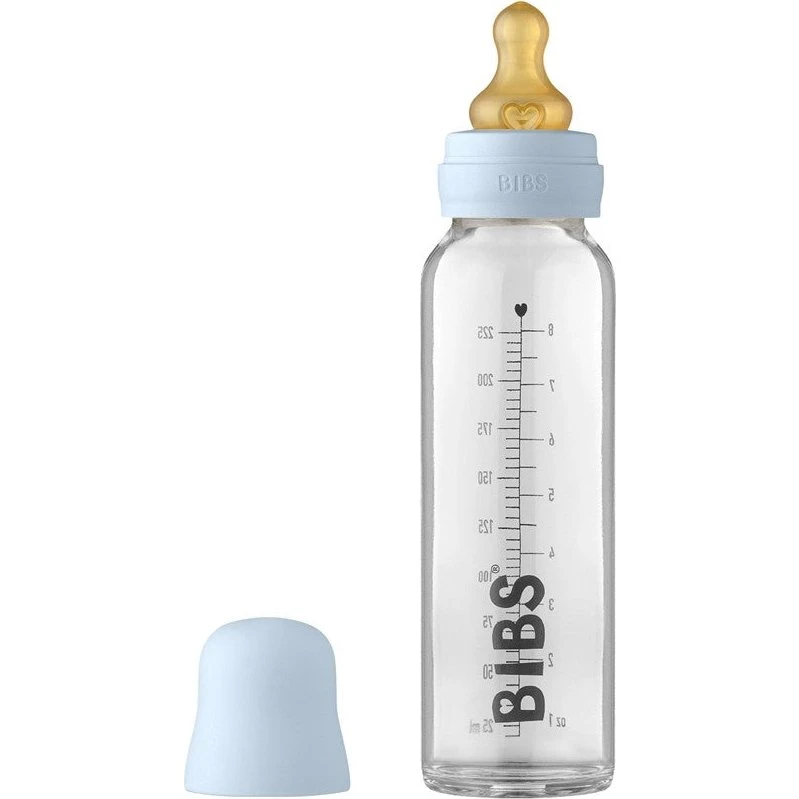 BIBS Babyglasflaske 225 ml - Babyblå