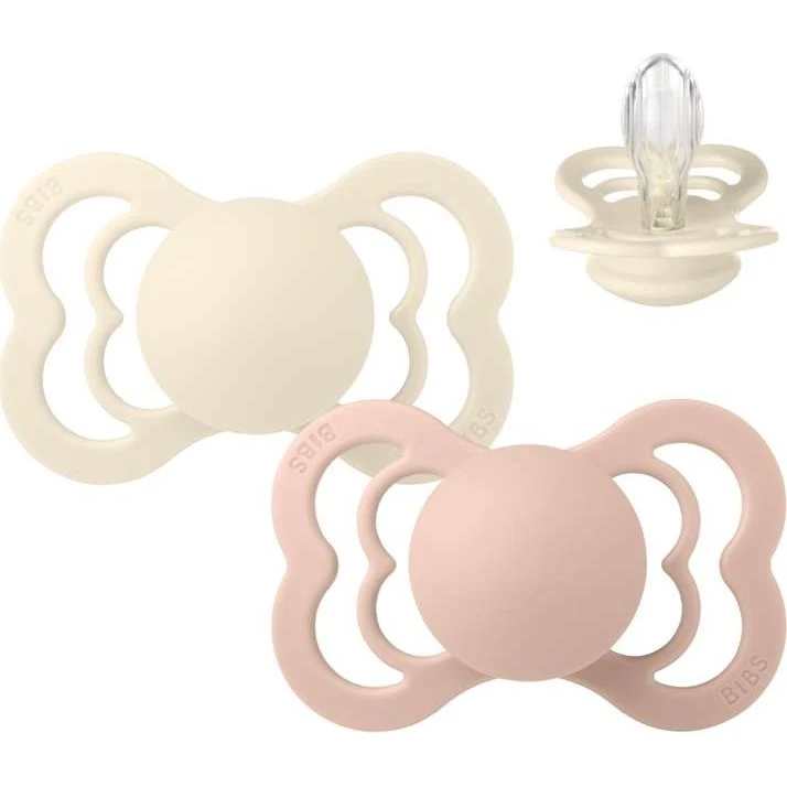BIBS Supreme Sut Silikone - Str. 2 - 2-pak - Ivory/Blush