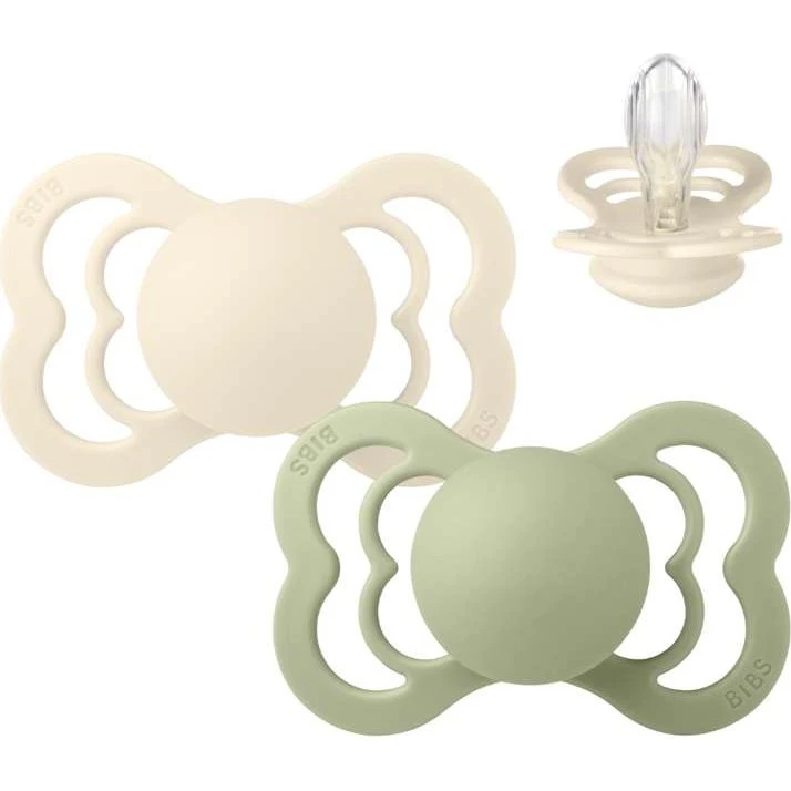 BIBS Supreme Silikonesut - 2-pak - Str. 2 - Ivory/Sage